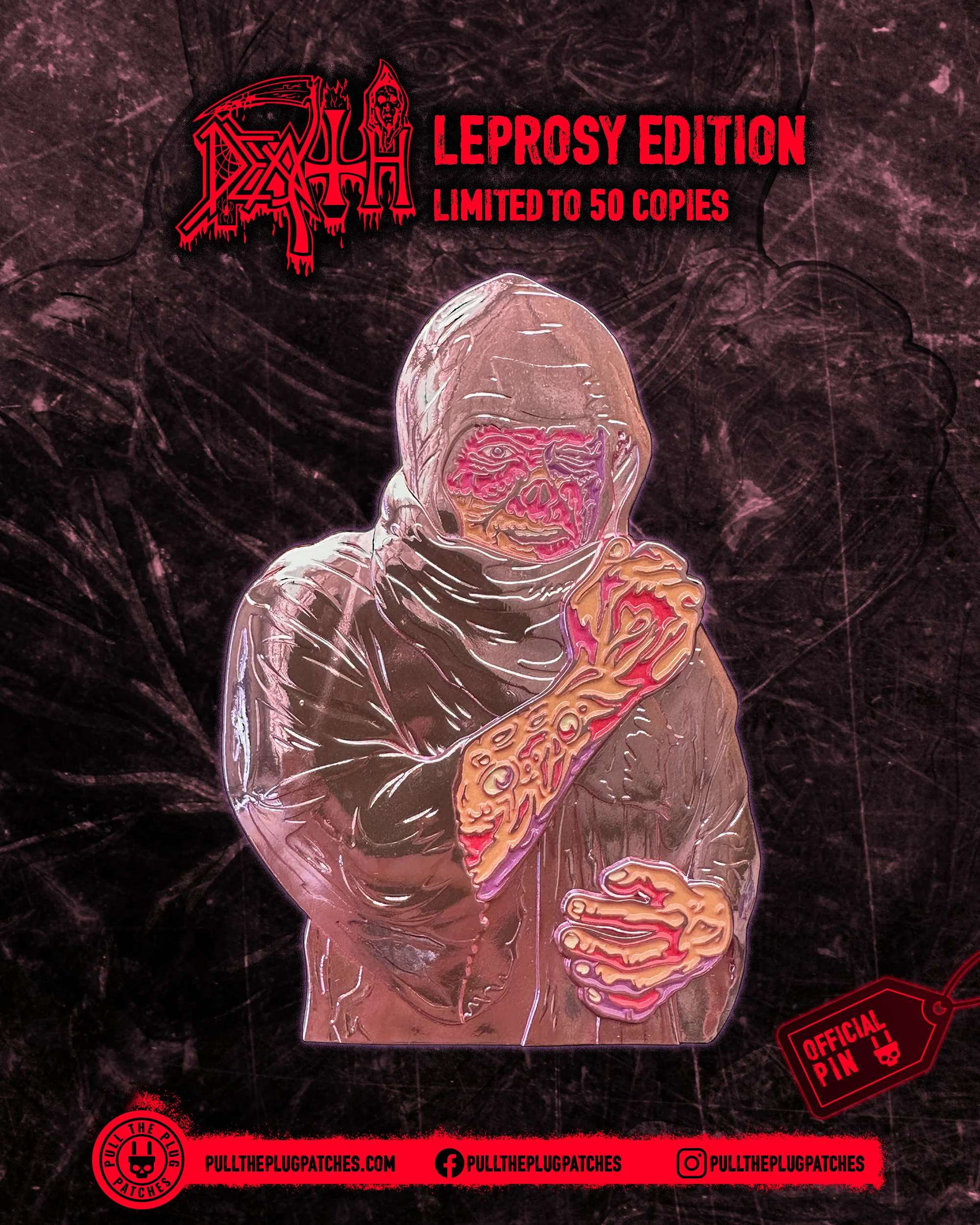 Death - Leprosy - Deluxe Pin in Tin Box (4 Inch Pin) - Image 2